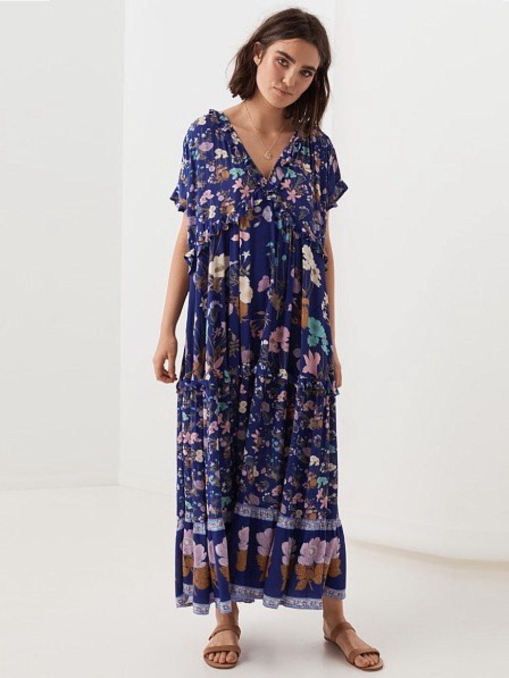 Spell By The Gypsy Wild Blooms Boho Floral Tiered Maxi Dress XS